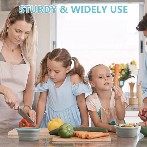 Suclain 4 Pcs Collapsible Bowls with Lids Silicone Camping Food Storage Container Expandable Folding Salad Lunch Box Travel Container for Hiking Camping - Image 6