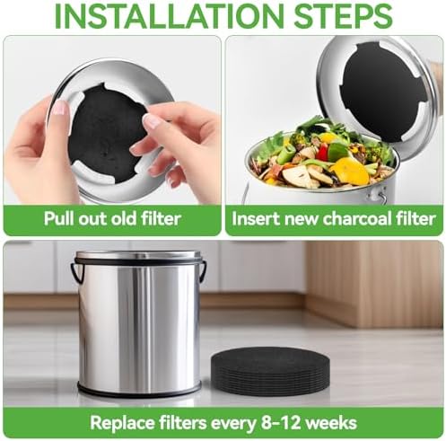 RAINFLOW 10 Pack Compost Bin Filters - Cut to Fit Activated Charcoal Pads - Image 5