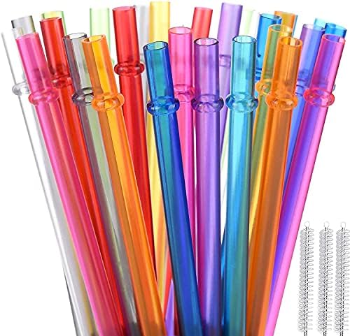 ALINK 35-Pack Tritan Hard Plastic Reusable Straws with Cleaning Brush, 10.5 in Long Thick Unbreakable Straws for 30 OZ Tumblers, Mason Jar, Yeti, Tervis by ALINK