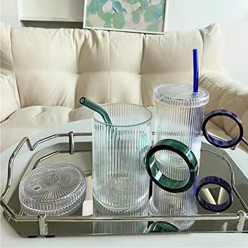 10 Pcs Reusable Bent Glass Drinking Straws,9''x10 mm Colorful Glass Straws - Image 6