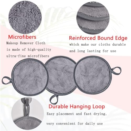 Large Reusable Makeup Remover Pads Face Cleaning Pad 5"x 5" Grey 12 Pack - Image 5