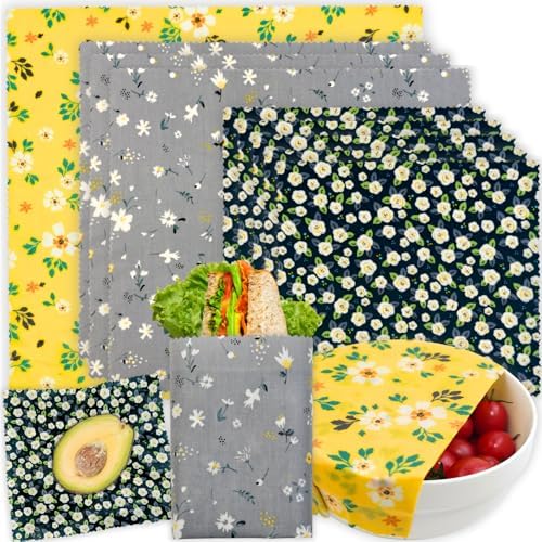 Reusable Beeswax Wrap - 9 Pack Beeswax Wraps for Food, Eco-Friendly Beeswax Food Wraps, Bread Sandwich Food Wrap - Organic, Sustainable, Zero Waste, Plastic-Free Food Storage, 1XL, 3M, 5S by BYTTME