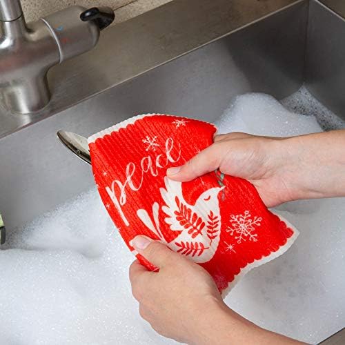 DII Swedish Dishcloths for Kitchen & Cleaning, Reusable, Machine Washable & Dishwasher Safe, Biodegradable, 7.75 x 6.75, Peace, 3 Piece - Image 4