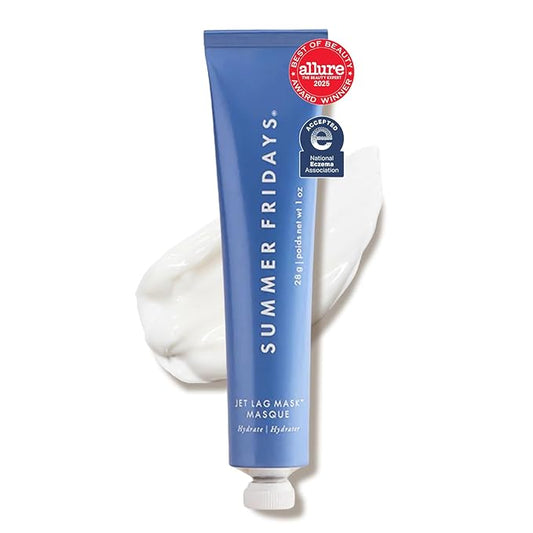 Summer Fridays Jet Lag Mask Mini - Hydrating Face Moisturizer + Mask - Enriched with Hyaluronic Acid, Niacinamide, Glycerin + Antioxidants Helps Nourish Skin for a Renewed + Radiant Complexion (1 Oz)