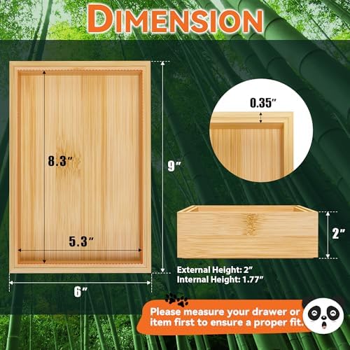 Lixple Bamboo Drawer Organizer, Cutlery Silverware Organizer for Kitchen Drawer, Stackable Utensil Organizer, 2 Pcs Flatware Organizer for Drawer, Wooden Storage Box Tray (Bamboo, 9 X 6 X 2 Inch) - Image 2
