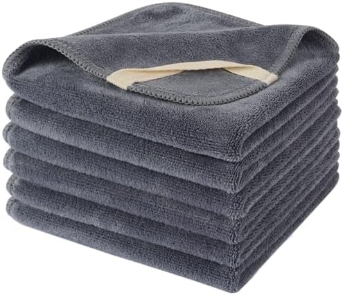 SINLAND Microfiber Facial Cloths Fast Drying Washcloth 12inch x 12inch Grey 6 pack … by SINLAND