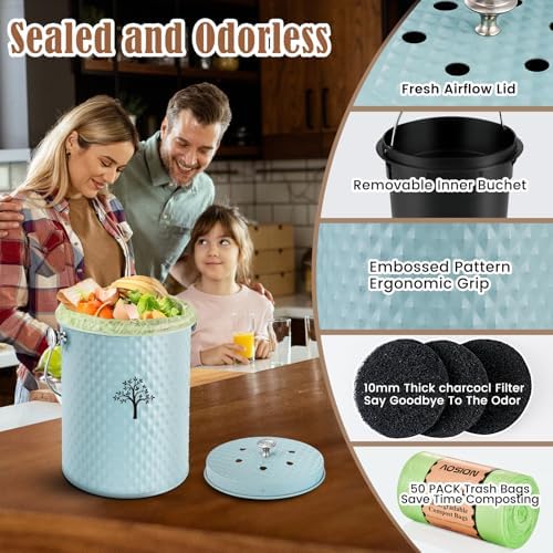 AOSION Countertop Kitchen Odorless Compost Bin with Removable Inner Bucket - Image 3