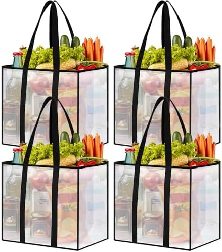Reusable Grocery Bags, Clear Shopping Bags, 4 Pack, 42L by Unknown