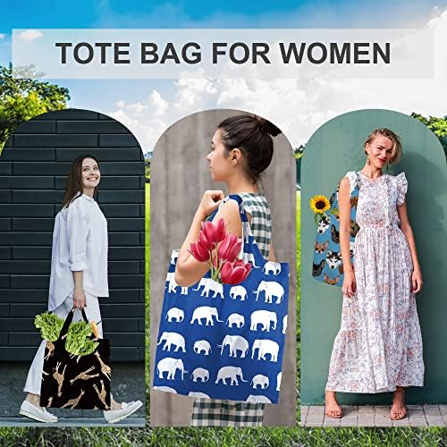 BeeGreen Shopping Bags Cloth Grocery Bags Foldable Travel Bag Tote Bags Bulk - Reusable Gift Bags with Handles (6 Pack) - Heavy Duty Large Washable Animal Holiday Design for Women Travel & Groceries​ - Image 4