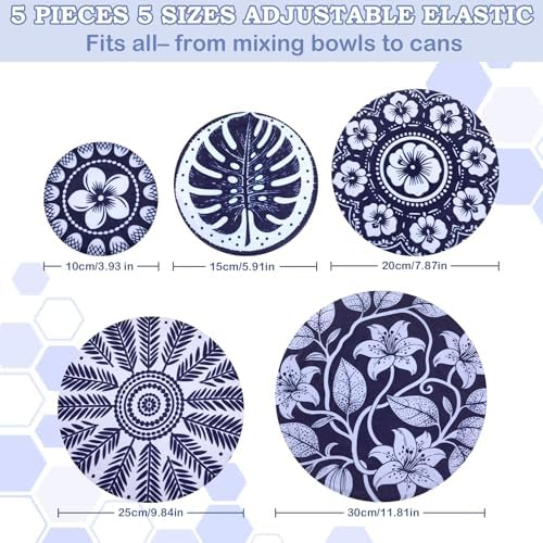 5Pcs Reusable Beeswax Elastic Bowl Covers for Bread Proofing and Food Cover - Image 2