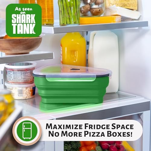 PIZZA PACK The Perfect Reusable Pizza Storage Container with 5 Microwavable Serving Trays - BPA-Free Adjustable Pizza Slice Container to Organize & Save Space, 2 Pack, Green - Image 3