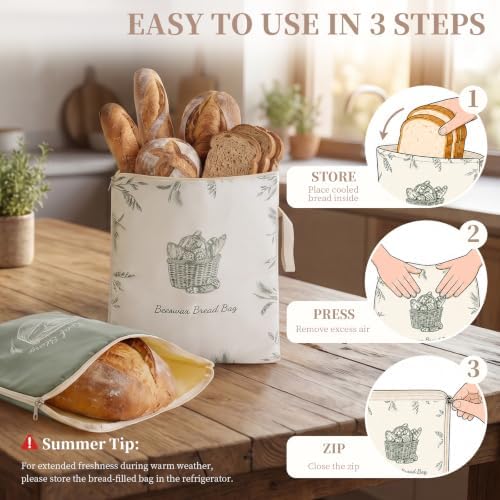 Beeswax Sourdough Bread Bags for Homemade Bread, XL Reusable Bags, 2 Pack - Image 6