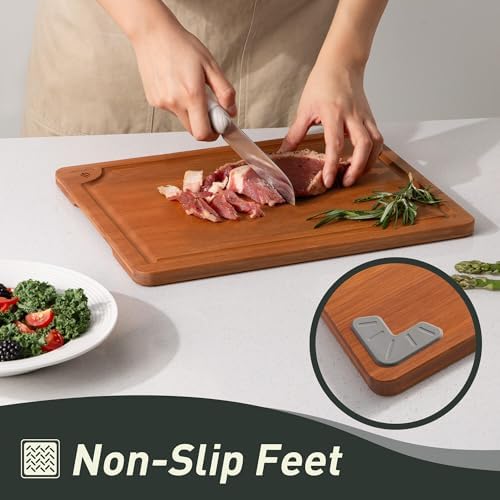 Extra Large Bamboo Cutting Board with Non Slip Feet and Over Sink Butcher Block Chopping Board Wooden Cutting Boards Solid Thick Juice Groove Big Xl XXl xlarge Kitchen Counter Organic Meat BBQ Kit - Image 5
