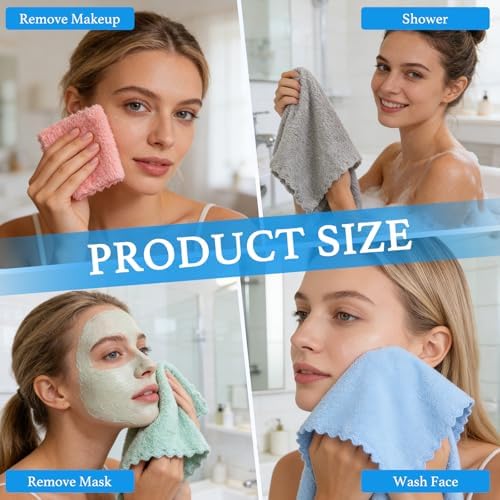 30 Pack Makeup Remover Cloths 7x7 Inch Reusable Facial Washcloths - Image 2