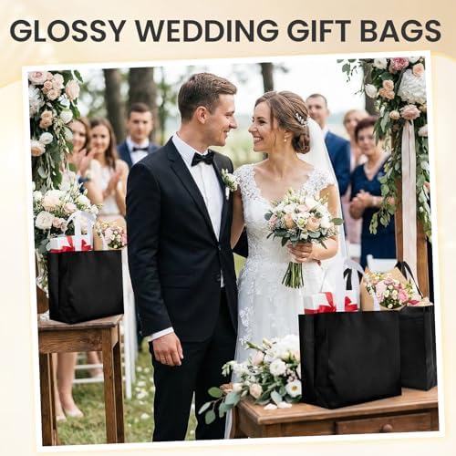 Eccliy 80 Pcs Reusable Gift Bags, Large, Black - Image 2