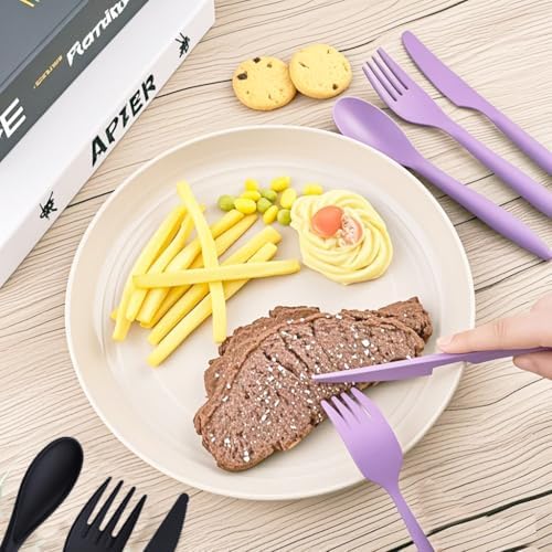 Portable Reusable Travel Utensils with Case(Black,Black, Purple,Purple) - Image 5