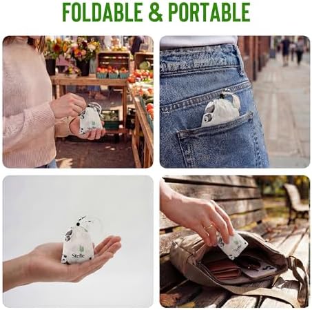 Stelle Lightweight Reusable Grocery Bag with Handles Ripstop Nylon Foldable Tote Shopping Bags for Travel and Groceries - Image 5