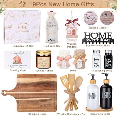 House Warming Gifts New Home, 19pcs New Home Gift Basket For Homeowners, Couple Women Neighbor - Includes Decoration, Kitchenware, Towel, Greeting Card, First Time Home Buyer Gift, Housewarming Gifts - Image 3