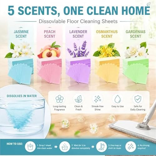 Floor Cleaning Sheets, 100 Piece Floor Cleaning Tablets, Multiple Effect the Floor Clean, Floor Cleaner Tablets, Dissolvable Deep Cleaning Solution, For Hardwood, Tile & More - Image 7
