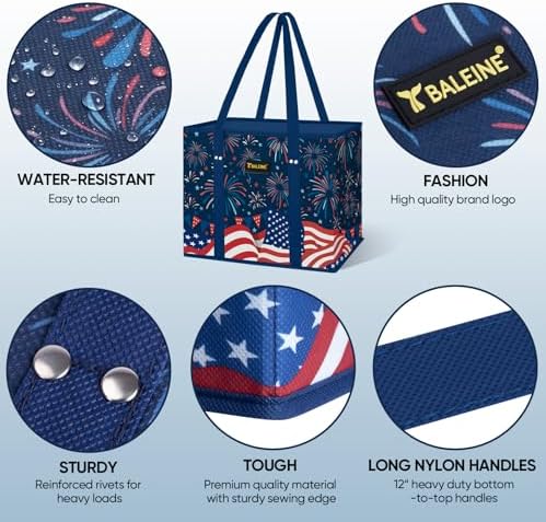 BALEINE 3PK Reusable Grocery Bags, Heavy Duty Shopping Tote Bag - Image 4