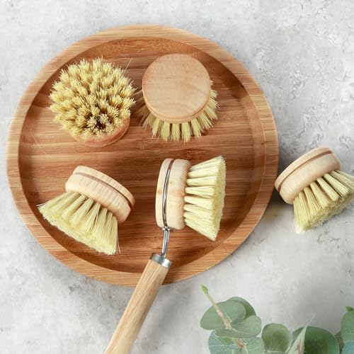 Dish Brush Set Soft Sisal Dish Scrub Brush with Handle Kitchen Scrub Brush Natural Kitchen Cleaning Brush Set Wood Dish Scrubber Brush Practical Dish Scrubber Wooden Cleaning Scrubber for Cle - Image 7