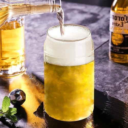 WISIMMALL Drinking Glasses with Bamboo Lids and Glass Straw 4PCS Set, 16oz Glass Cups with Lids and Straws, Beer, Iced Coffee Glasses, Soda, Gift 1 Cleaning Brushes - Image 7