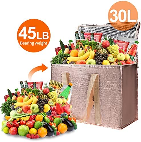 Bodaon Insulated Reusable Grocery Shopping Bags, X-Large, Gold, 1-Pack - Image 4