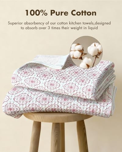Miss Adola 370GSM Cotton Waffle Kitchen Towels, Sakura - Image 3