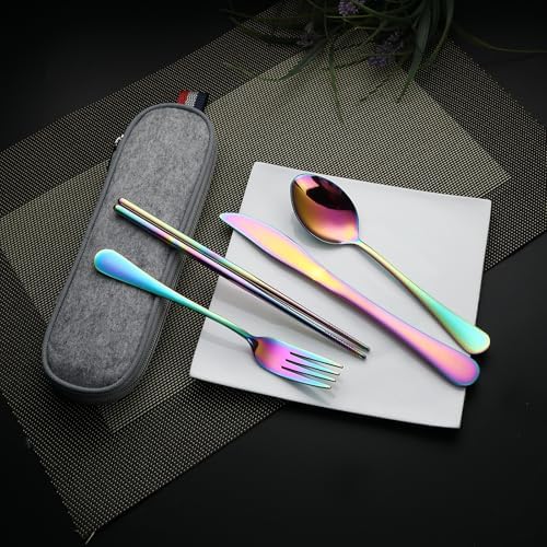 DEVICO Travel Utensils with Case, 5 Piece Portable Silverware Set for Work - Image 2