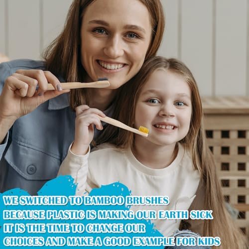 New Kids Bamboo Toothbrushes - 6 Pack, Organic Soft Bristle Toothbrush for Kids, Biodegradable Children's Toothbrushes (Toddler Toothbrush Ages 3-12, Multicolor) - Image 7