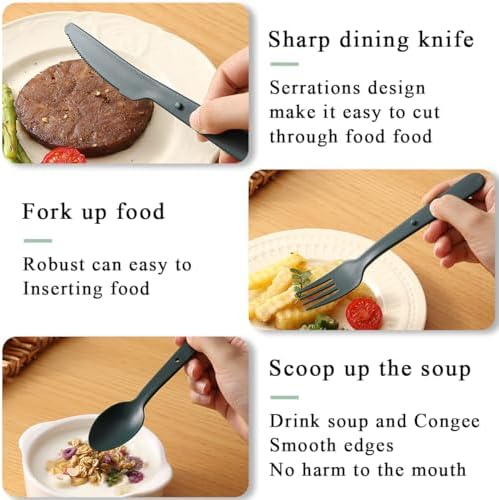 Kyraton Travel Utensils Set for 8, Reusable Plastic Spoons Forks Knives Snapped Together for Portable & Space-Saving Design Cutlery Silverware for Travel, Picnic, Camping, Work, Lunch Boxes - Image 4
