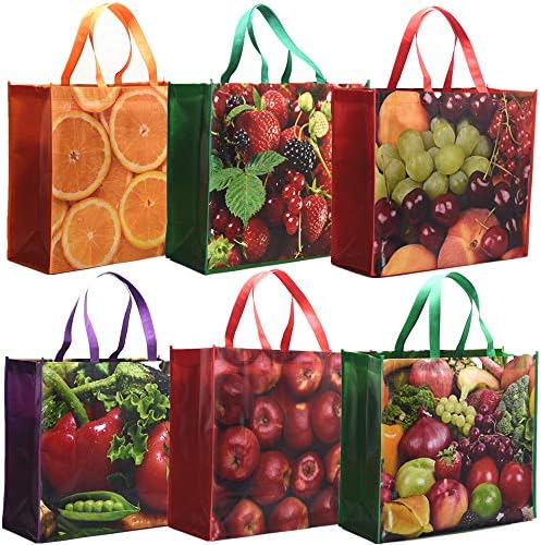 FENELY 6 Pack Reusable Grocery Bags for Shopping, Foldable Large Tote Bags Heavy Duty, Eco-Friendly Ripstop Waterproof by FENELY