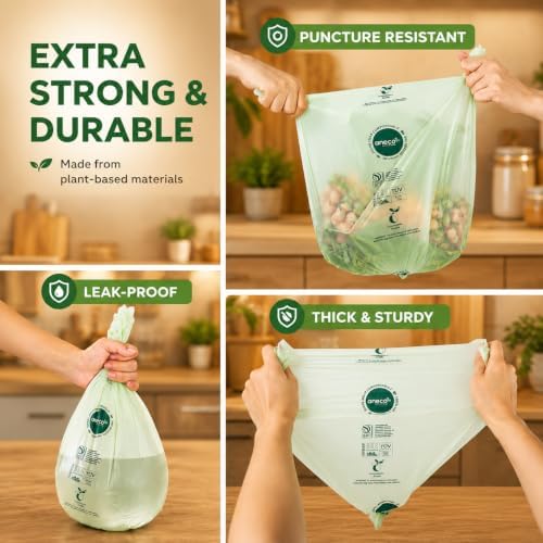 (Include 10 Bonus Bags) ANECO 100% Compostable Waste Bags 2.6 Gallon - Image 5