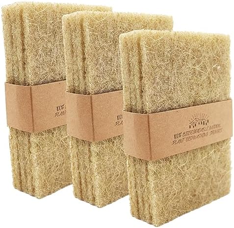 Natural Scouring Pads 15 Pack- Non-Scratch Sisal Cleaning Scrub Pads for Dishes, Eco-Friendly Coconut Fiber Kitchen Scrubbers for Pans and Pots, Compostable, Biodegradable by HIFINECARE