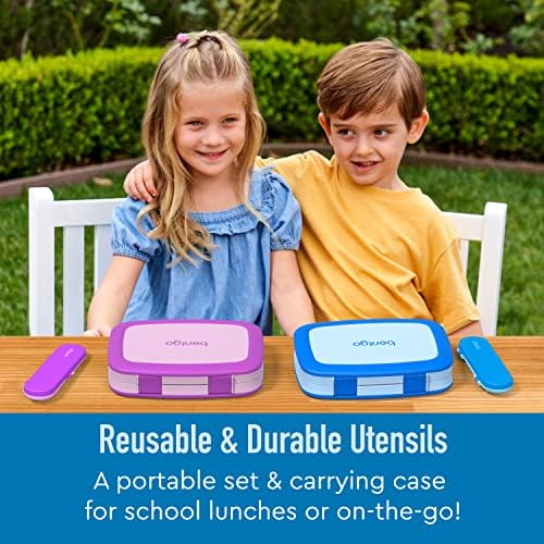 Bentgo® Kids Plastic Utensil Set - Reusable Fork, Spoon & Storage Case, PFAS- & BPA-Free, Easy-Grip Handles, Lightweight, Dishwasher Safe, School Lunch, Travel & On-the-Go (Blue) - Image 2