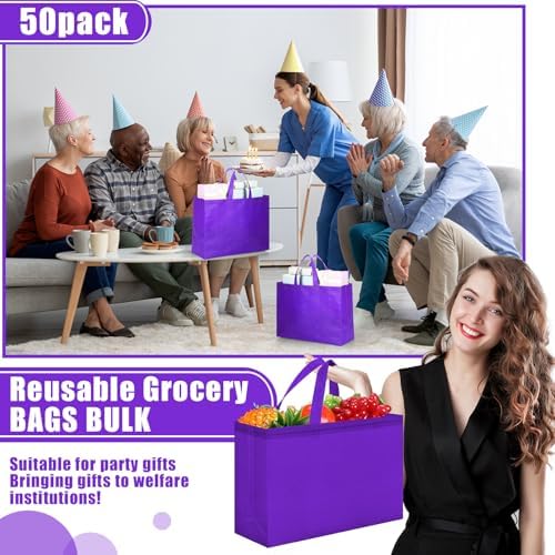 Windyun Reusable Grocery Bags Large Non Woven Shopping Bags with Handles Foldable Portable Tote, 16x6x12 Inch - Image 4