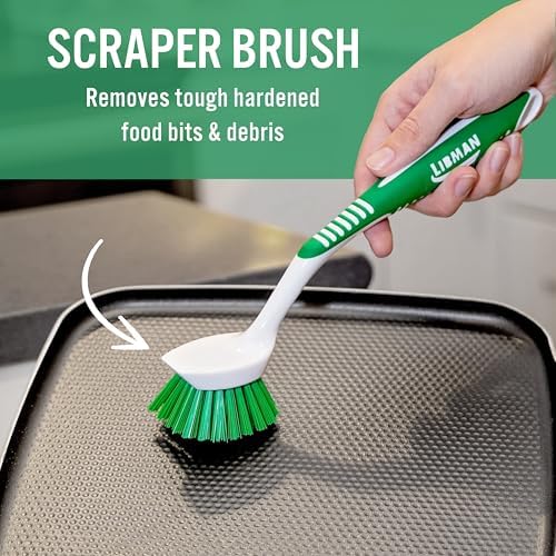 Libman Dish Brush Set with Long Handle - Deep Cleaning Brushes - Dish Scrubber & Scraper - Kitchen Scrub Brush for Dishes, Sinks, Pots, Pans, Vegetables - Image 3