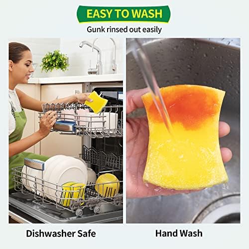 Sponges Kitchen, Heavy Duty Dish Sponge 24 Pack, Scrub Cleaning Sponge for Dishes, Non-Coated Cookware, Sink & Countertops, Multipurpose Cleaning Supplies for Home, Kitchen & Bathroom - Image 5