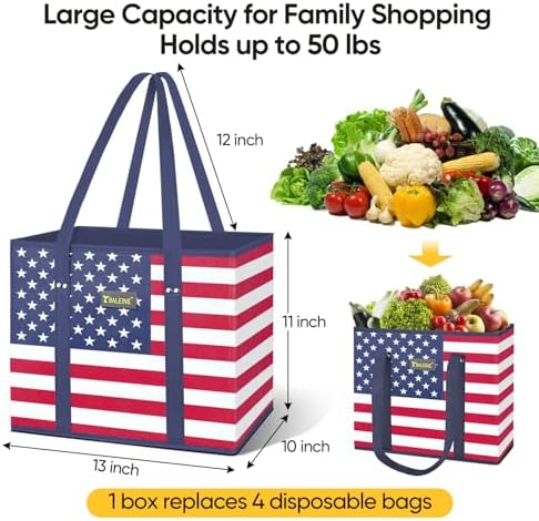 BALEINE 6PK Reusable Grocery Bags, Heavy Duty Shopping Tote Bag - Image 4