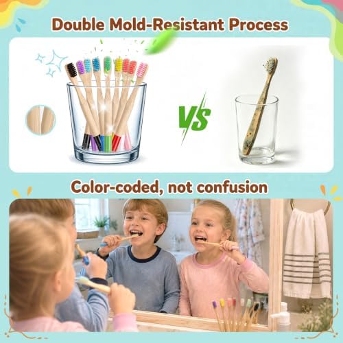 Non-Toxic Kids Bamboo Toothbrushes Set Bulk 20Pcs - Image 5