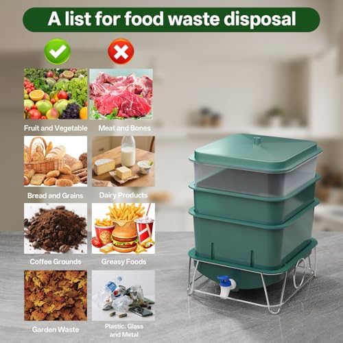 3-Tray 15L Worm Compost Bin,Indoor Composter for Kitchen Food Waste - Image 5