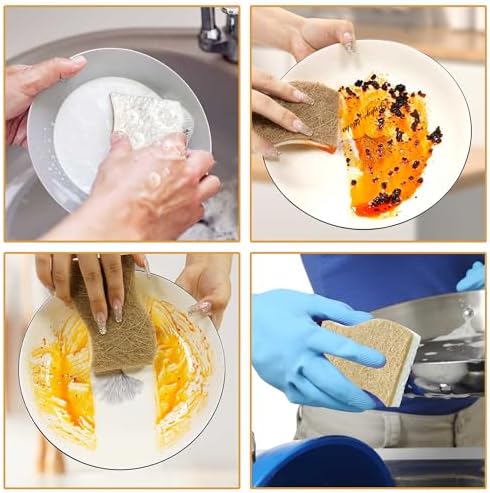 Silkyhose 12 Pack Natural Kitchen Sponges, Cellulose Coconut & Non-Scratch - Image 3