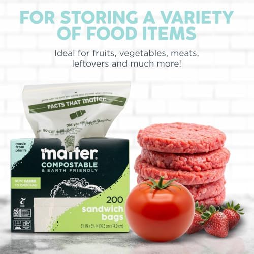 Matter Compostable Sandwich Bags, Resealable, 200 Count, Made From Plants - Image 6