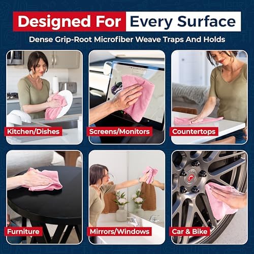 USANOOKS Microfiber Cleaning Cloth Light Pink - 50 Pcs 12.5"x12.5" - High Performance - 1200 Washes, Ultra Absorbent Towels Weave Grime & Liquid for Streak-Free Mirror Shine - Car Washing Cloth - Image 4