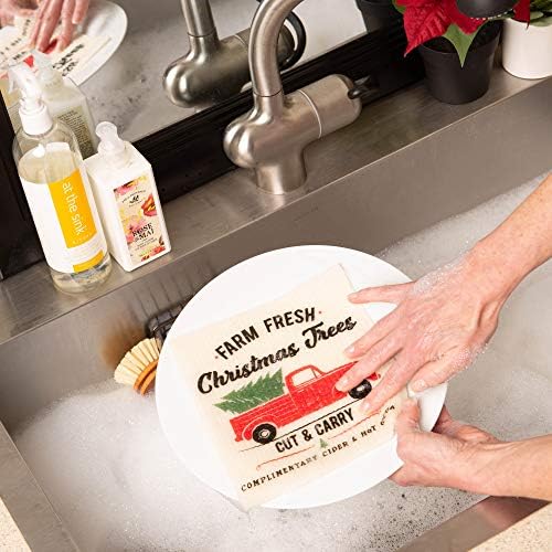 DII Swedish Dishcloths for Kitchen & Cleaning, Reusable, Machine Washable & Dishwasher Safe, Biodegradable, 7.75 x 6.75, Christmas Truck, 3 Piece - Image 2