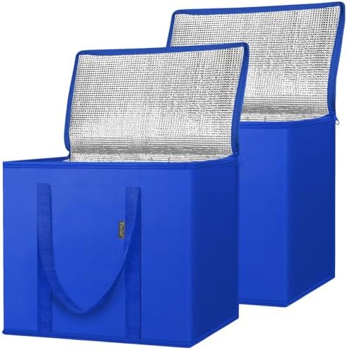 BALEINE Insulated Reusable Grocery Bags with Zippered Top, Large Cooler Bag by BALEINE