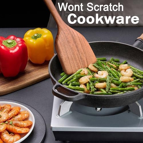 Wooden Spoons for Cooking Non-Stick Kitchen Pan Toolset 5 PCS Set,Natural Kitchen Utensils Spatula, Wooden Cooking Utensils Spoons, Fried Spatula and Salad Fork, Pasta Spoon, Wooden Spoon Set - Image 2