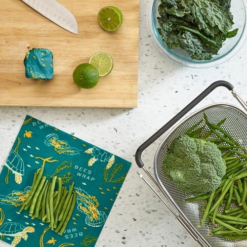 Bee's Wrap Beeswax Food Wraps, 2 Medium & Sandwich Pack - Ocean - Image 5