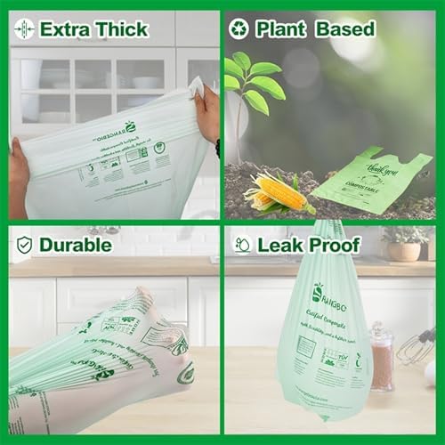 OrangeBio Small Compostable Shopping Bags, 8" x 5" x 16.5", 500 Count - Image 3