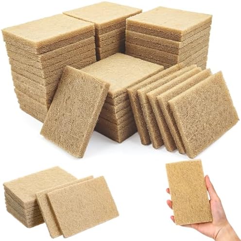 Kifmurase 60PCS Natural Kitchen Sponges, Eco-Friendly Plant-Based Sisal Sponges for Dishes, Non-Scratch Cleaning Scrub Pads, Heavy Duty Dishes Pan and Pot Scrubber for Kitchen Bathroom Household by Unknown